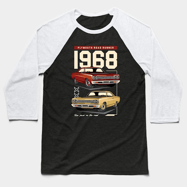 1968 Road Runner Car Baseball T-Shirt by milatees